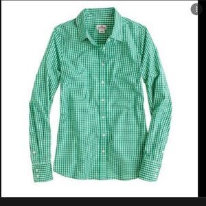 J. Crew stretch perfect green gingham button down sz S